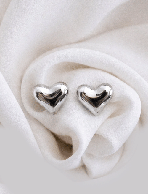Silver Heart Pin Earrings