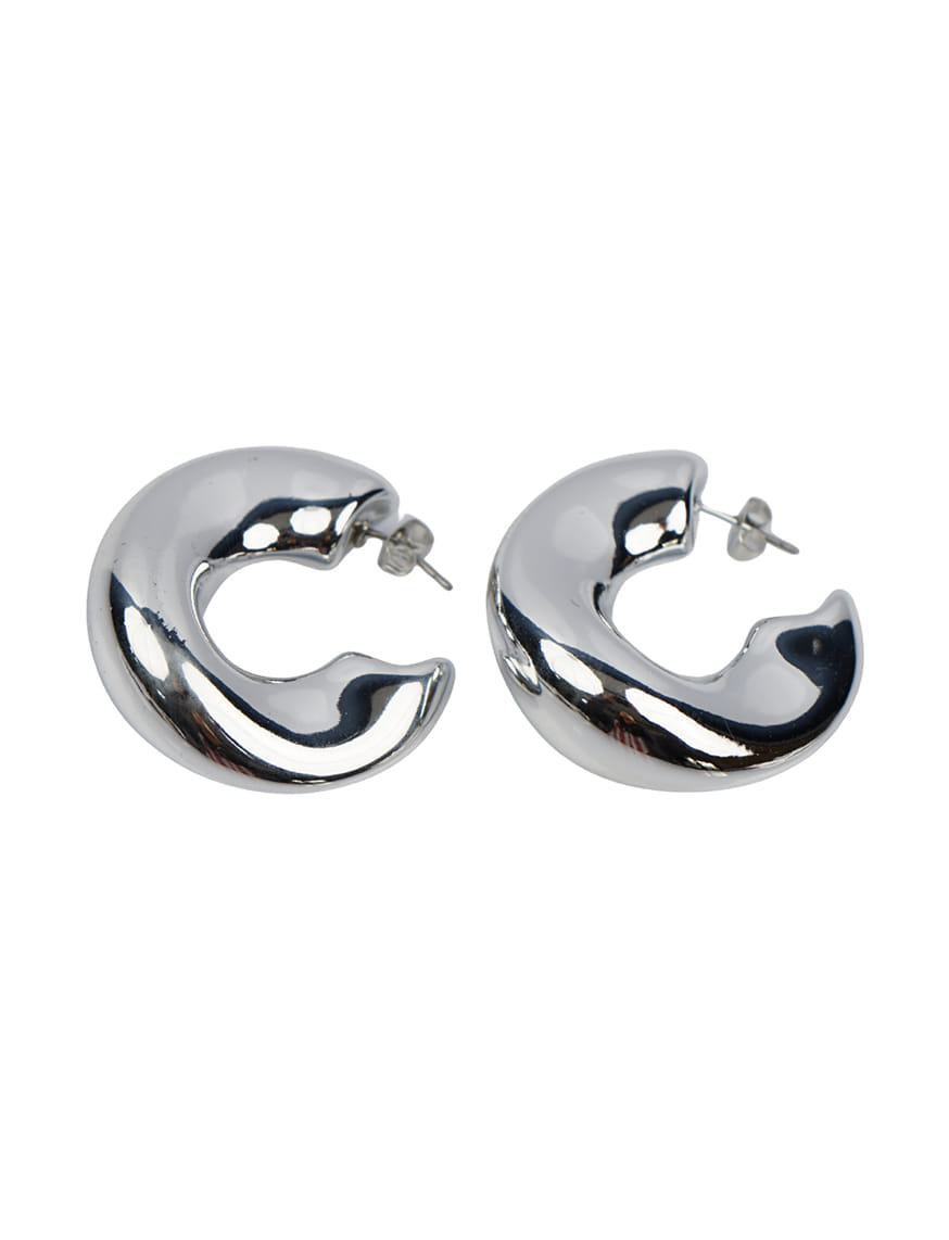Silver Crescent Hoops Earrings – thumbnail 2