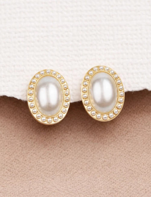 Orbit White Pearl Pin Earrings
