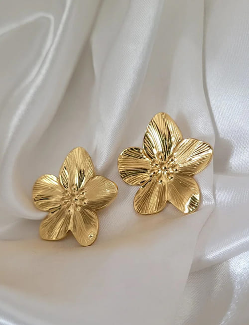 Gold Flora Pin Earrings
