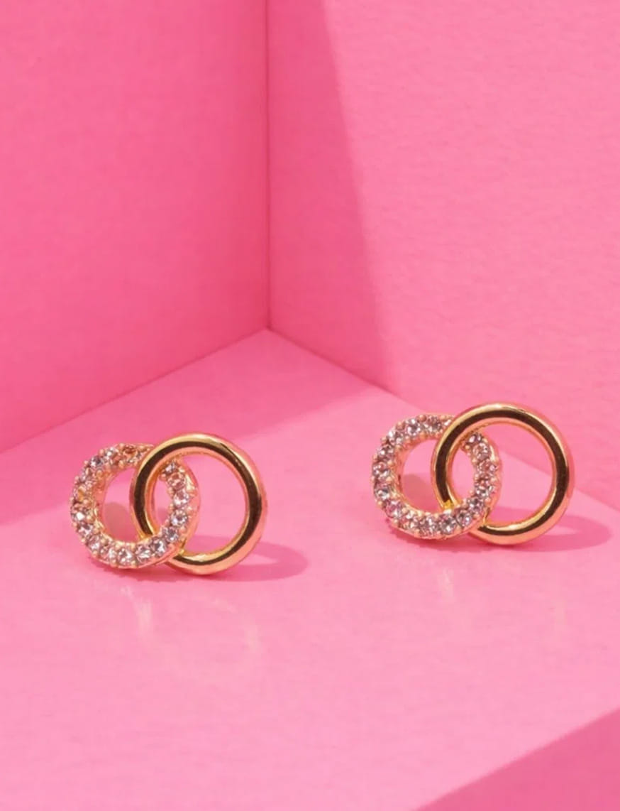 Concentric Double Circle Gold Pin Earrings