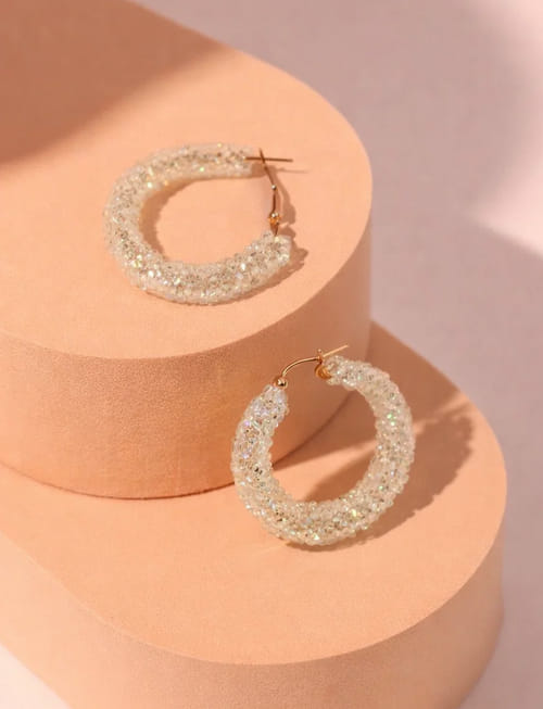 Berry Beads White Hoop Earrings