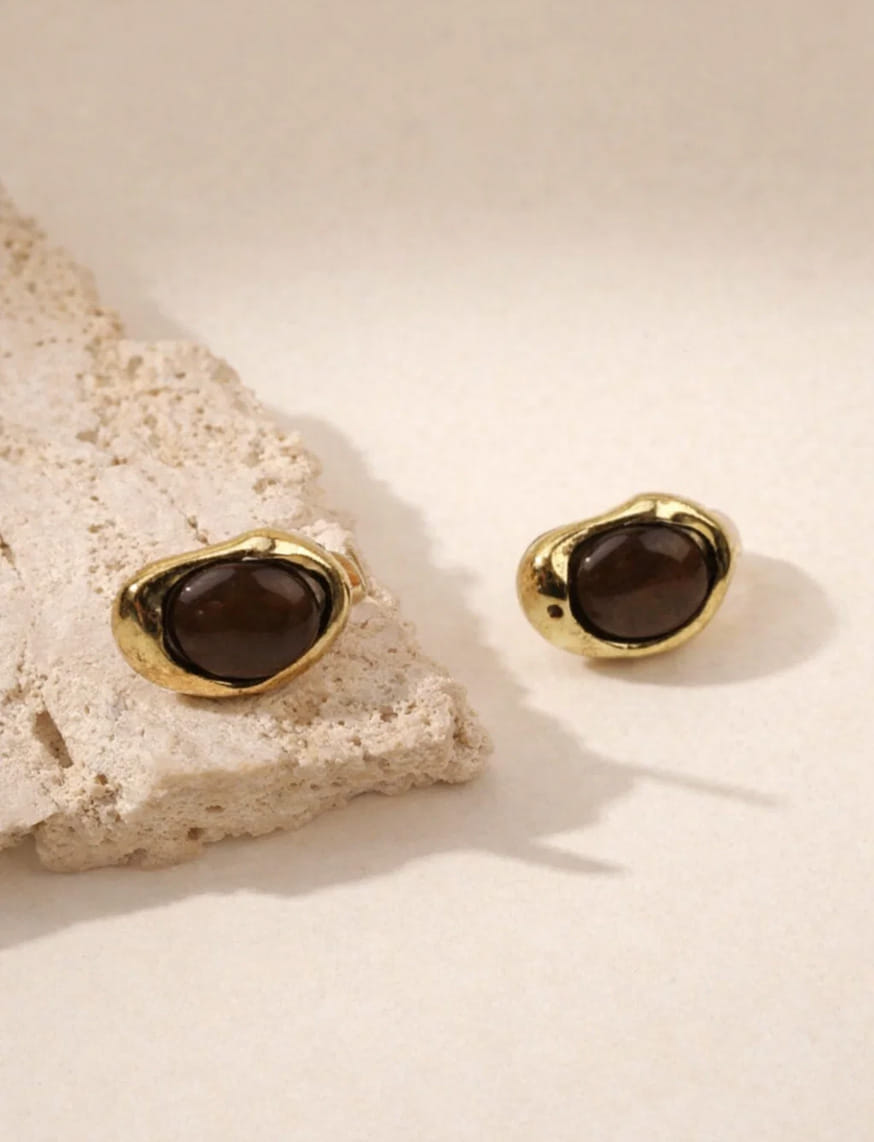 Midnight Gold Stud Earrings