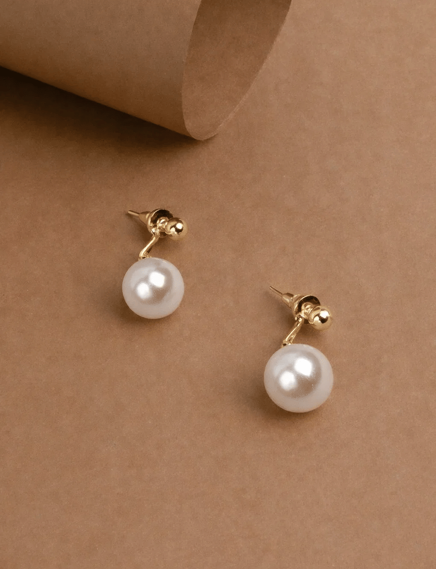 Pearl Drop Pin Earrings