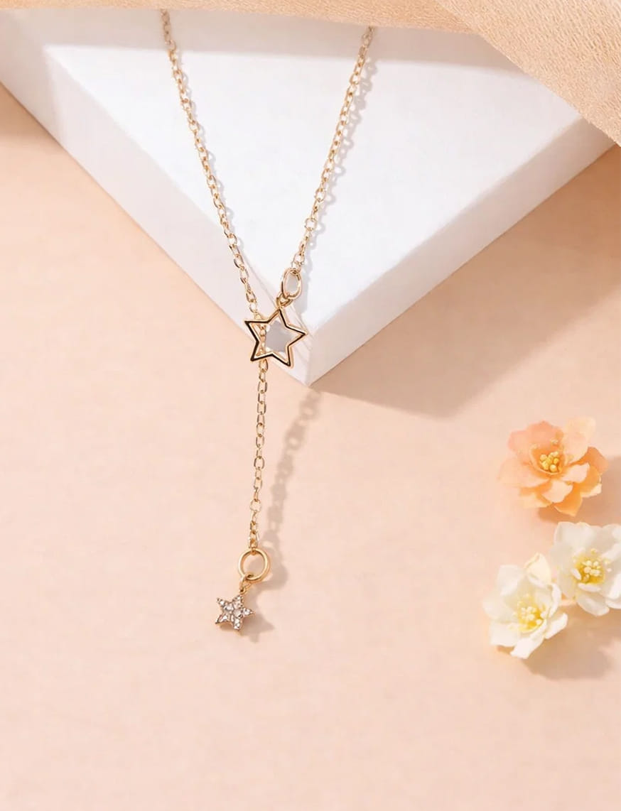 Dual Starlit Elegance Gold Necklace