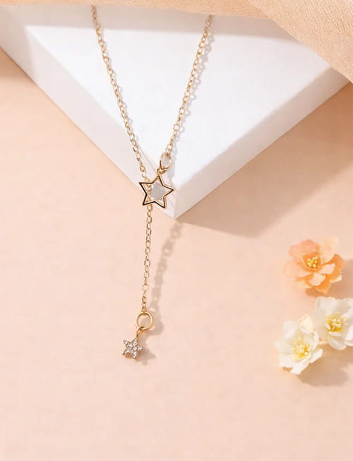 Dual Starlit Elegance Gold Necklace