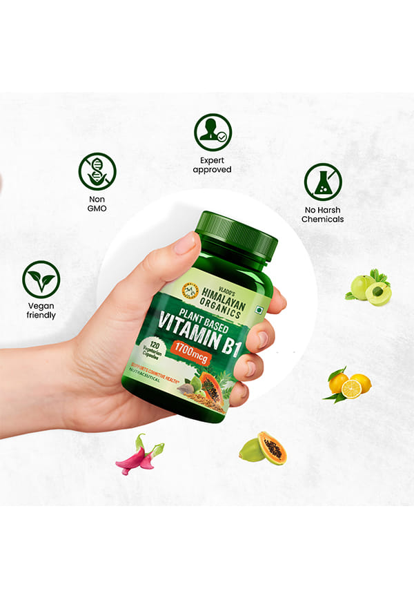 Vlado's Himalayan Organics Plant-Based Vitamin B1 | Rich in Antioxidants | Supports Memory And Energy (120 Capsules) – thumbnail 5