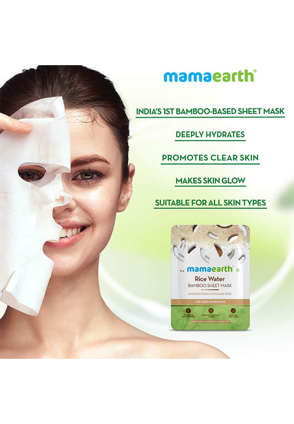 Rice Water Bamboo Sheet Mask With Rice Water & Coconut Milk For Deep Hydration – thumbnail 3
