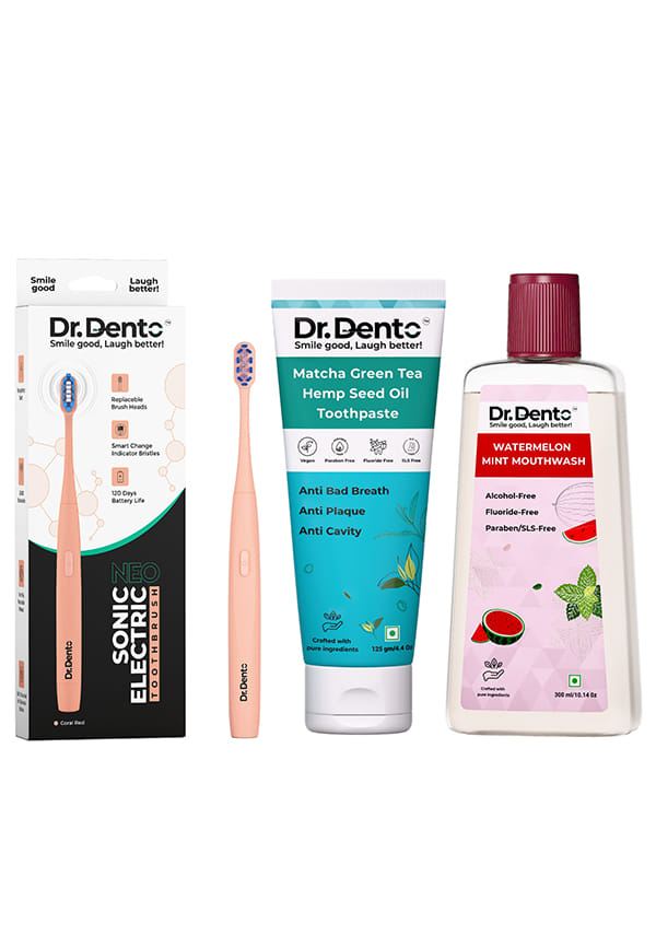 Neo - Coral Red with Matcha Green Tea Toothpaste and Watermelon Mint Mouthwash