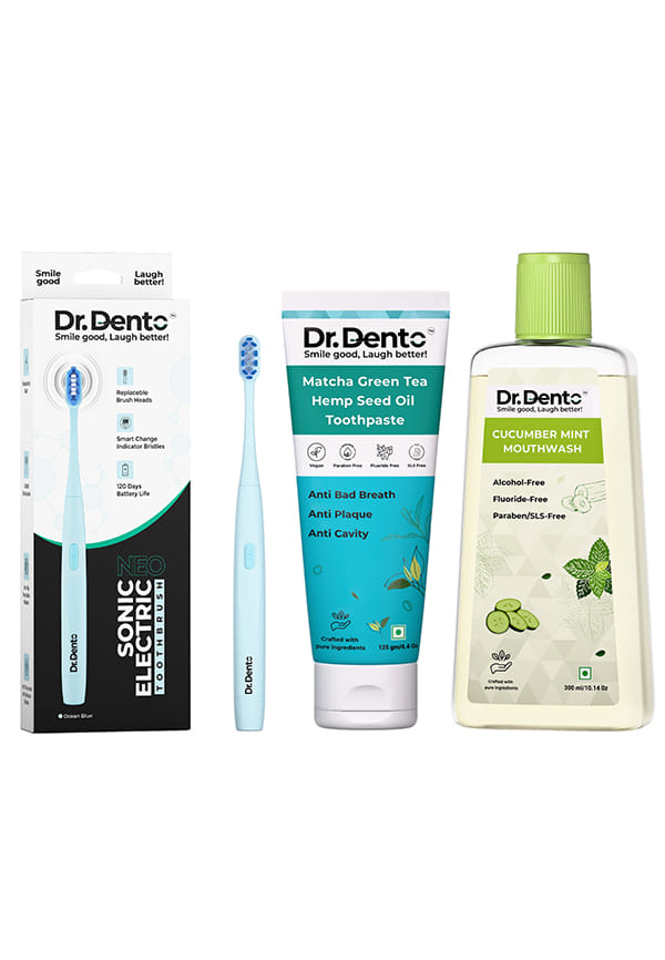 Neo Sonic Electric Toothbrush Combo - Ocean Blue with Matcha Green Tea Toothpaste and Cucumber Mint Mouthwash
