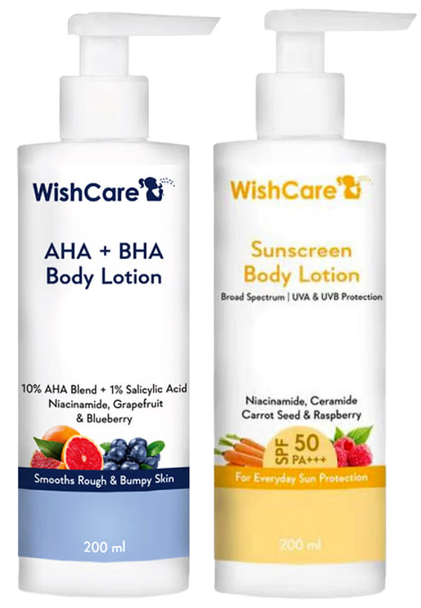 Exfoliate & Protect Body Care Combo | AHA BHA Lotion + SPF50 Sunscreen