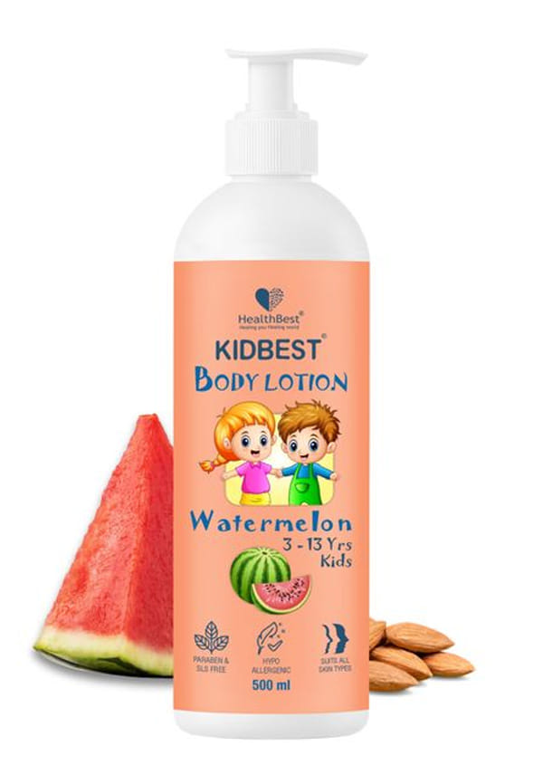 HealthBest Body Lotion for Kids | Anti-Bacterial | Normal Skin, Sensitive Skin & Dry Skin | Tear, Paraben, SLS free | Watermelon Flavor - 500ml
