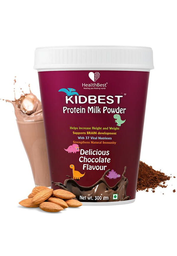 HealthBest Protein Milk Powder for Kids | Healthy Growing Kids | Smart & Strong Kids | Increase Energy & Stamina | Chocolate Flavor - 300gm