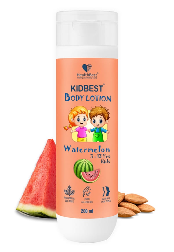 HealthBest Body Lotion for Kids | Anti-Bacterial | Normal Skin, Sensitive Skin & Dry Skin | Tear, Paraben, SLS free | Watermelon Flavor - 500ml