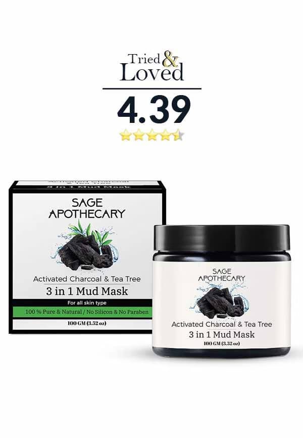 100% Pure & Natural Activated Charcoal & Tea Tree 3-in-1 Mud Face Mask