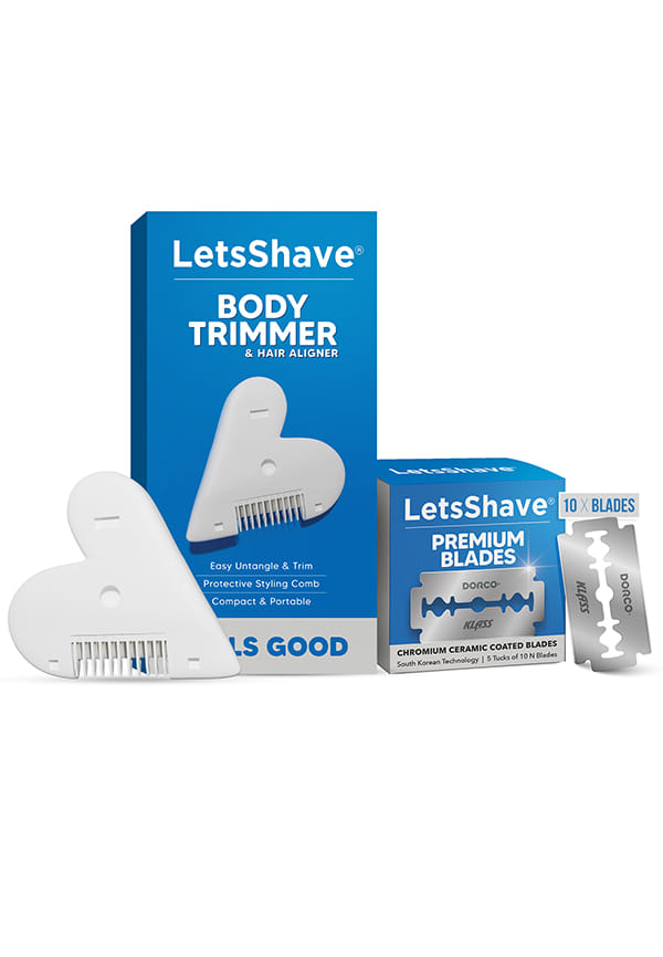 Letsshave Body Trimmer Comb, Pack of 10 blades with 1 Comb, Multi Direction Hair Trimming Razor Comb, Single Blade Beard & Body Hair Aligner and Trimmer