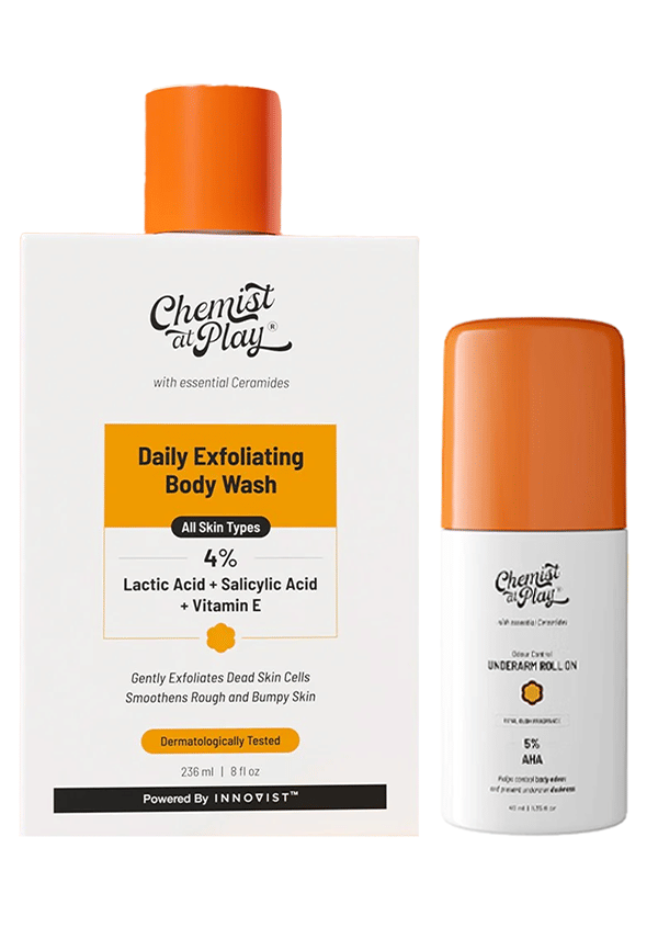 Exfoliating Body Wash With Ceramides & Underam Roll-On With 5% Latic Acid