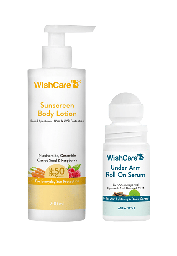 WishCare Sunscreen Body Lotion SPF 50 PA+++ & Underarm Roll On Combo