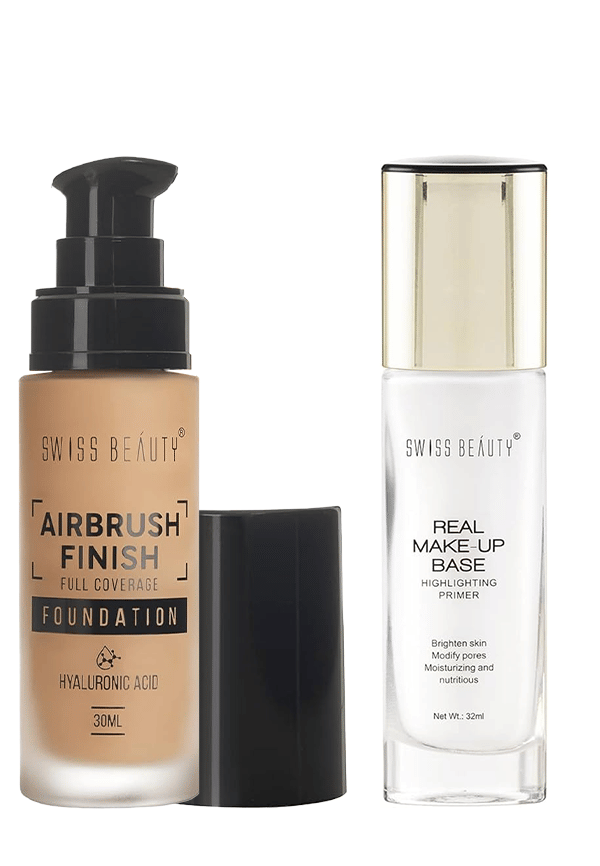 Airbrush Finish Full Coverage Foundation + Real MakeUp Base Highlighting Primer