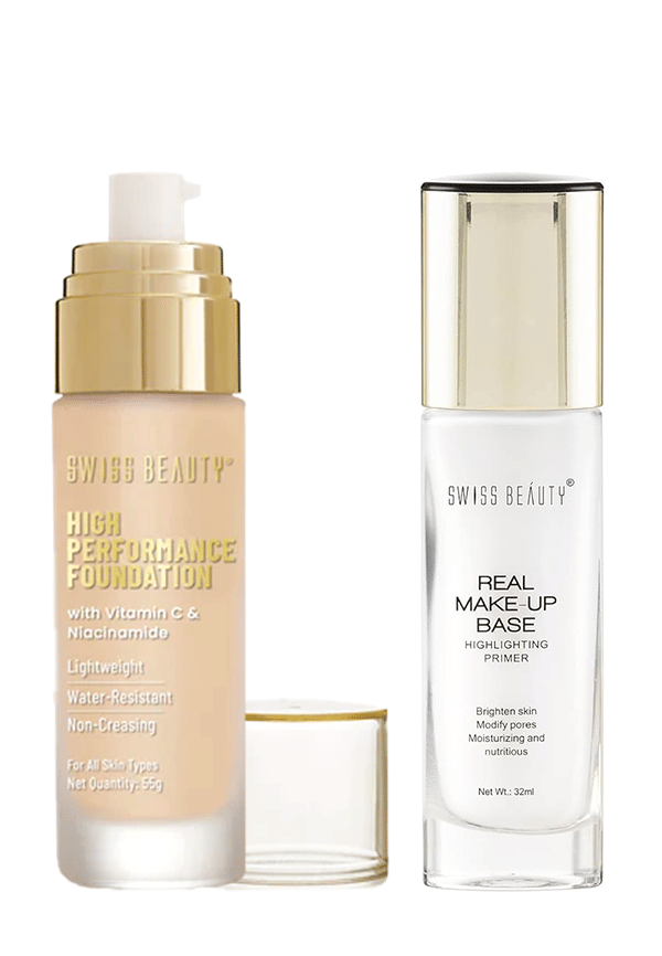 High Coverage Waterproof Base Foundation+ Real MakeUp Base Highlighting Primer