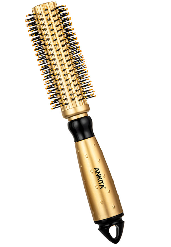 Round Golden Hair Brush with Nylon Bristle|Hair Brush with Strong and Flexible Bristles|For Grooming, Straightening, Smoothing, Detangling Hair, Ideal for Men & Women|(B59)