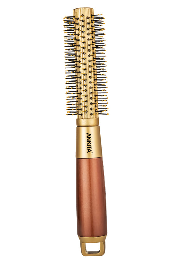 Round Golden Hair Brush with Nylon Bristle|Hair Brush with Strong and Flexible Bristles|For Grooming, Straightening, Smoothing, Detangling Hair, Ideal for Men & Women|(B10)