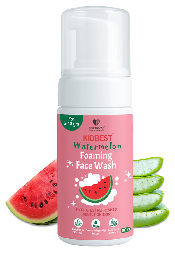Kids Foaming Face Wash Organic Watermelon Gentle Cleanser for Baby & Teens