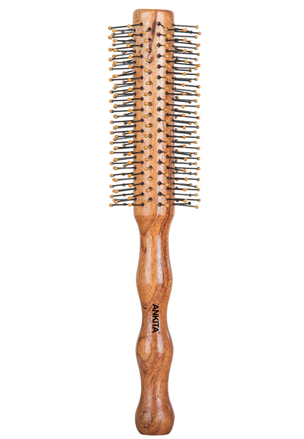 Round Wooden Hair Brush with Nylon Bristle