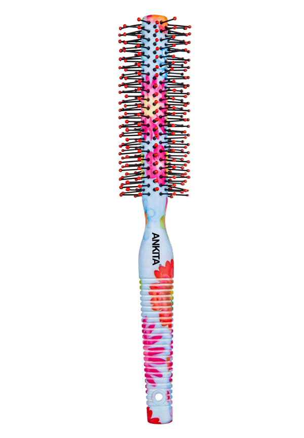 Round Printed Hair Brush with Nylon Bristle|Hair Brush with Strong and Flexible Bristles|For Grooming, Straightening, Smoothing, Detangling Hair, Ideal for Men & Women|Print May Vary(B1 Print)