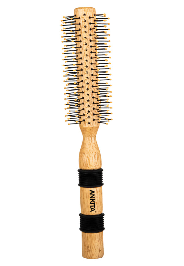 Round Wooden Hair Brush with Nylon Bristle|Hair Brush With Quality and Flexible Bristles|For Grooming, Straightening, Smoothing, Detangling Hair, Ideal for Men & Women (B41)