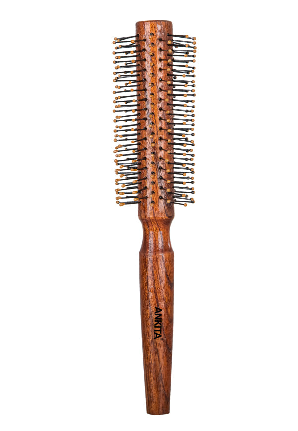 Round Wooden Hair Brush with Nylon Bristle
