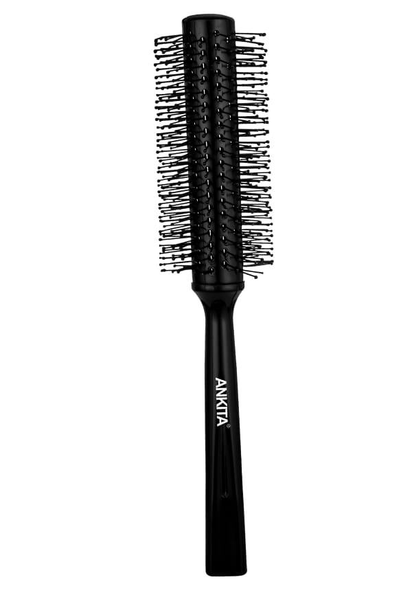 Round Hair Brush with Nylon Bristle|Hair Brush With Quality and Flexible Bristles|For Grooming, Straightening, Smoothing, Detangling Hair, Ideal for Men & Women (B74 Black)