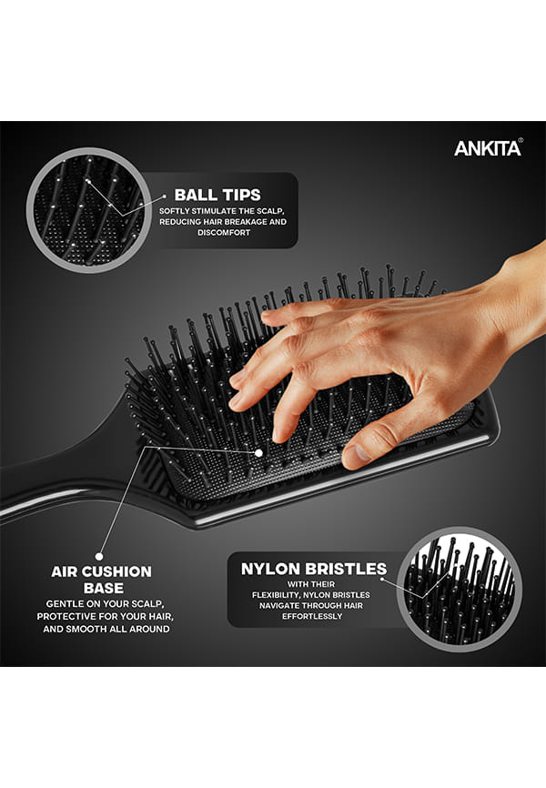 Flat Paddle Hair Brush with Nylon Bristle – thumbnail 2