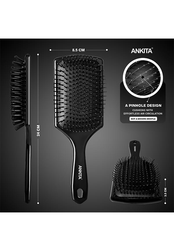 Flat Paddle Hair Brush with Nylon Bristle – thumbnail 4