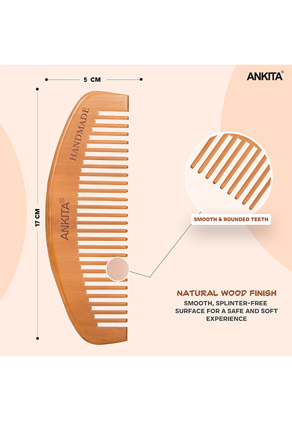 Wooden Handmade Hair Combs|No Static Hair Comb With Rounded Handle for Men, Women and Kids – thumbnail 4