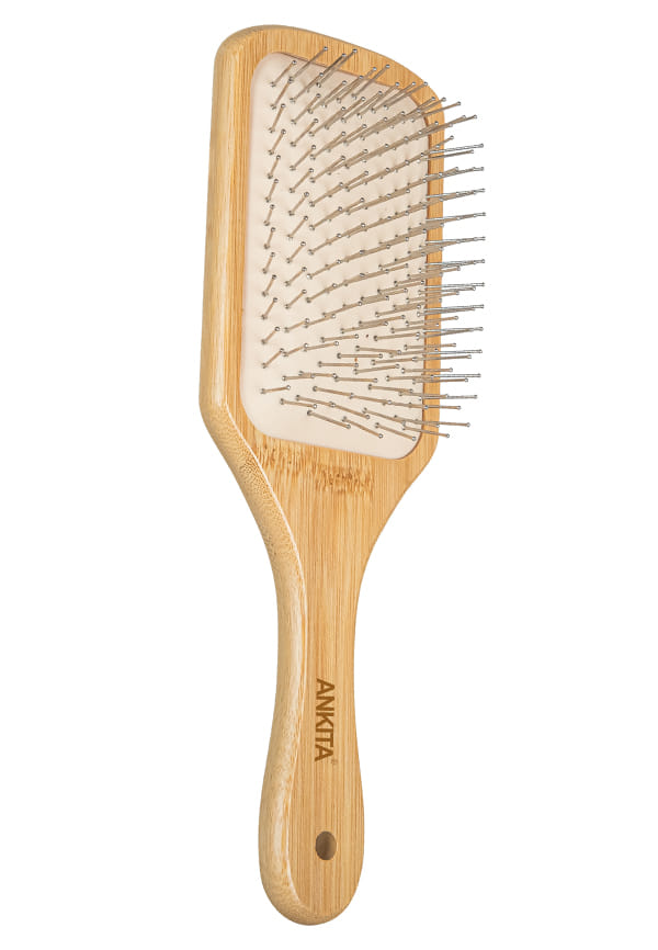 Bamboo Wood Paddle Hair Brush with Steel Pin Bristles|Hair Brush with Strong and Flexible Bristles