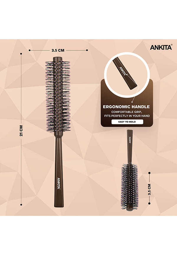 Round Hair Brush with Nylon Bristle|Hair Brush with Strong and Flexible Bristles|For Grooming, Straightening, Smoothing, Detangling Hair, Ideal for Men & Women|(B5) – thumbnail 2
