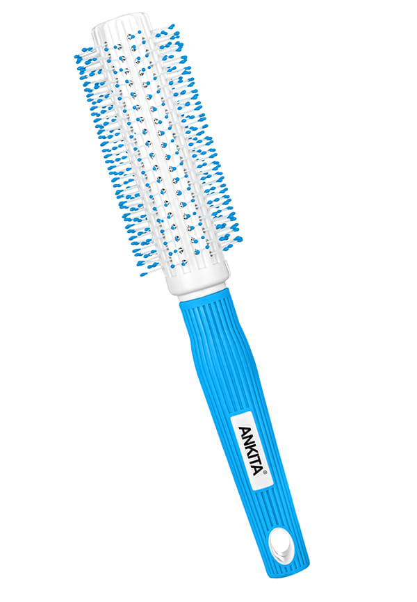 Round Hair Brush with Nylon Bristle & Grip on Handle|Hair Brush with Strong and Flexible soft Bristles|For Grooming, Straightening, Smoothing, Detangling Hair, Ideal for Men & Women (B64)