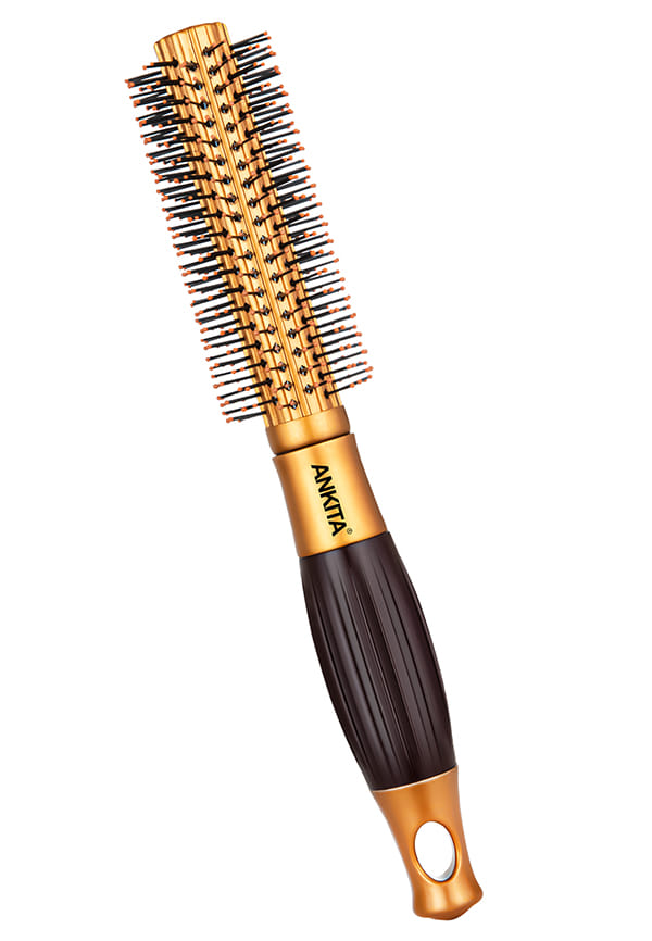 Round Golden Hair Brush with Nylon Bristle|Hair Brush with Strong and Flexible Bristles