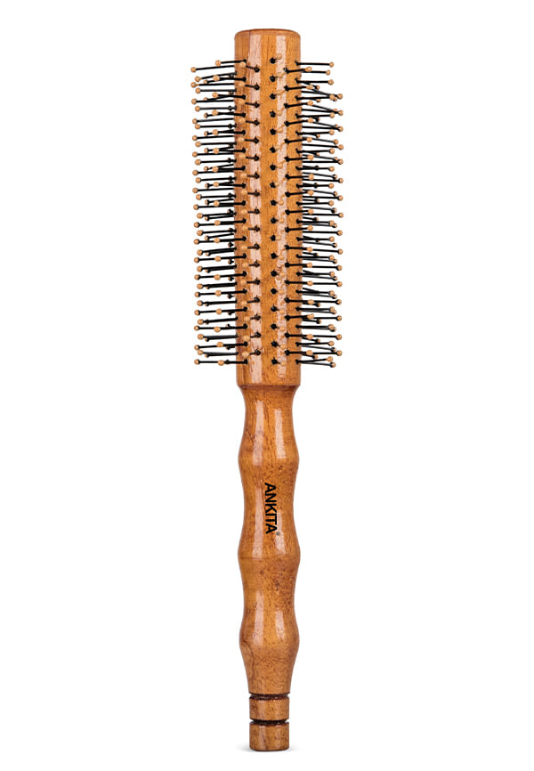 Round Wooden Hair Brush with Nylon Bristle|Hair Brush With Flexible Bristles