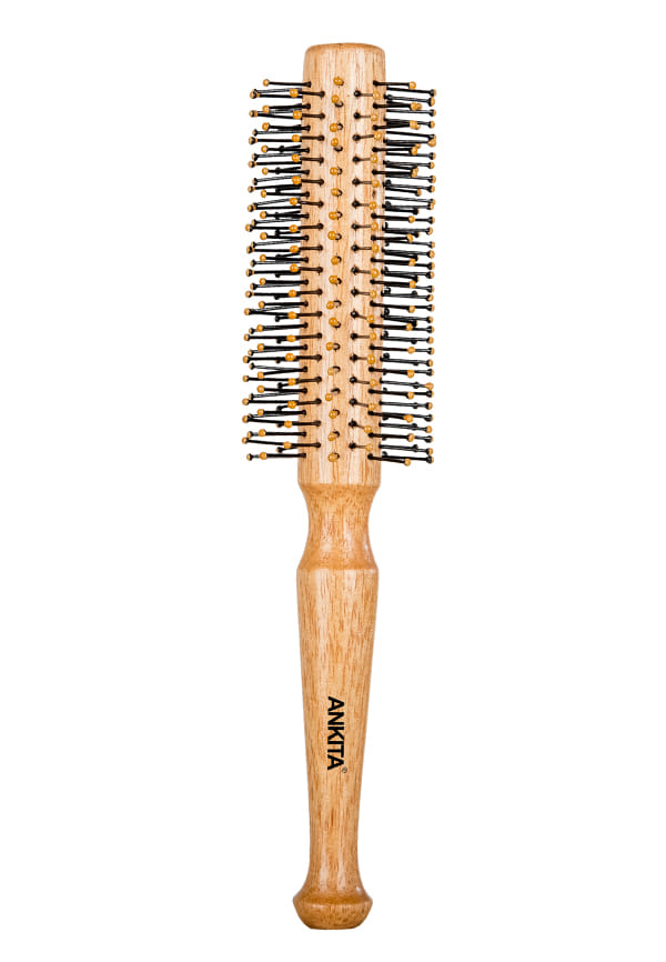 Round Wooden Hair Brush with Nylon Bristle