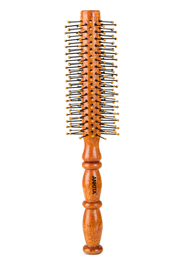 Round Wooden Hair Brush with Nylon Bristle|Hair Brush With Flexible Bristles
