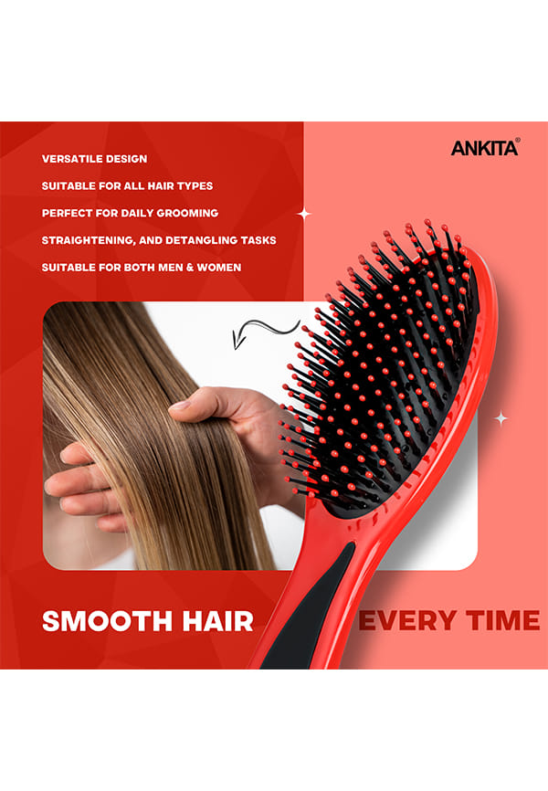 Flat Hair Brush with Strong and Flexible Nylon Bristles – thumbnail 2