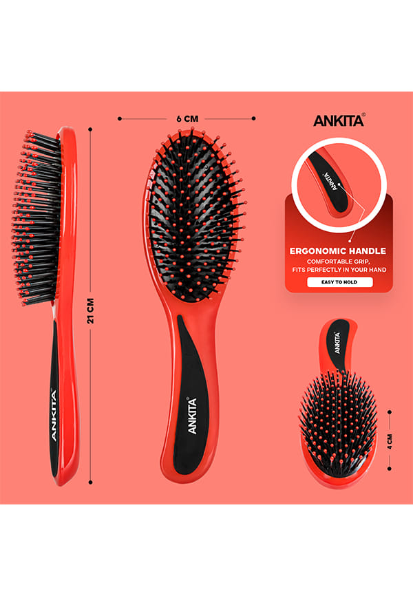 Flat Hair Brush with Strong and Flexible Nylon Bristles – thumbnail 4
