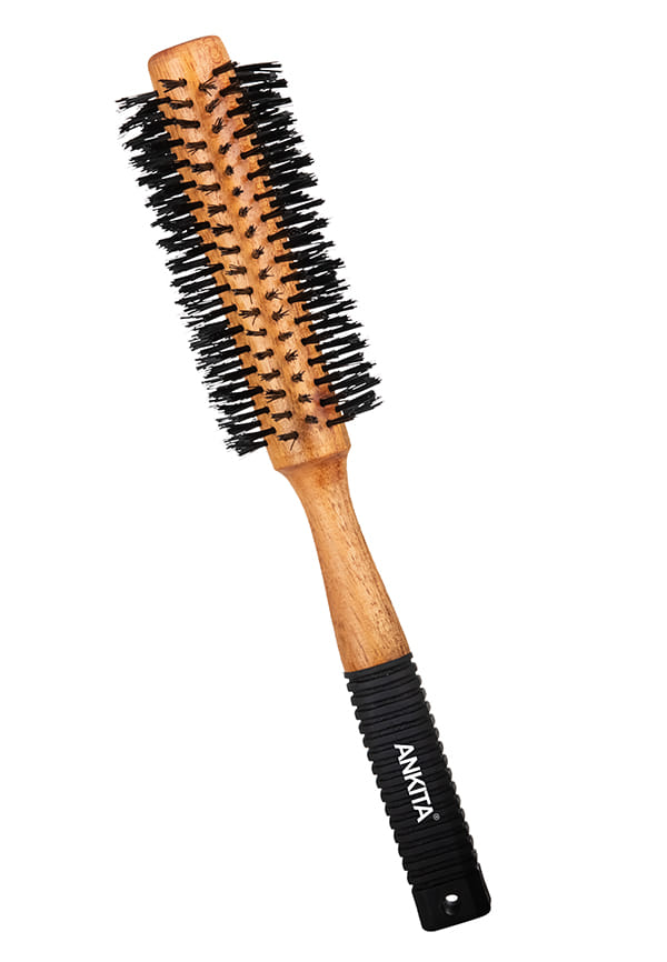 Round Wooden Hair Brush with Nylon Bristles & Grip on Handle |Hair Brush With Quality and Flexible Bristles