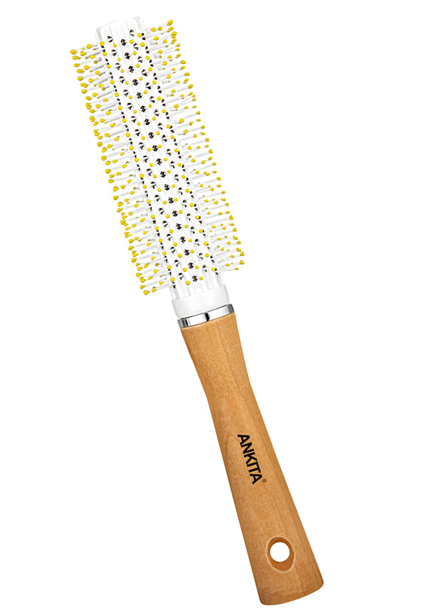 Wooden Handle Round Hair Brush with Nylon Bristle|Hair Brush with Strong and Flexible soft Bristles