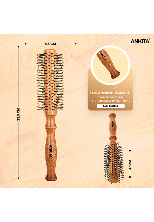 Round Wooden Hair Brush with Nylon Bristle|Hair Brush With Quality and Flexible Bristles – thumbnail 2