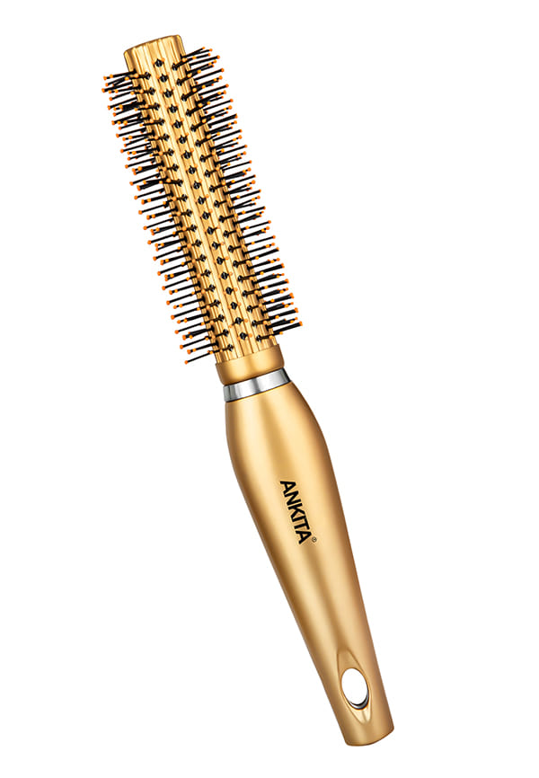 Round Golden Hair Brush with Nylon Bristle