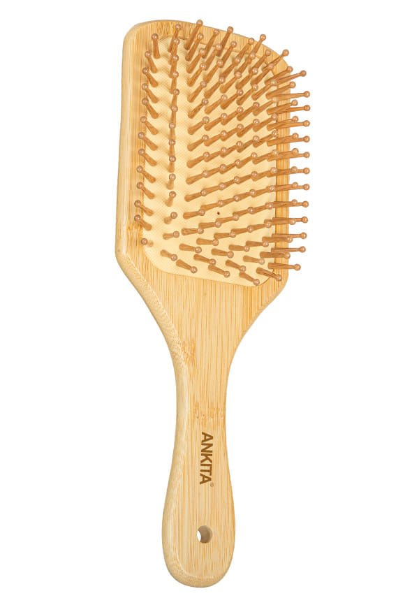 Bamboo Wood Paddle Hair Brush with Bamboo Bristles|Hair Brush with Strong and Flexible Soft Bristles