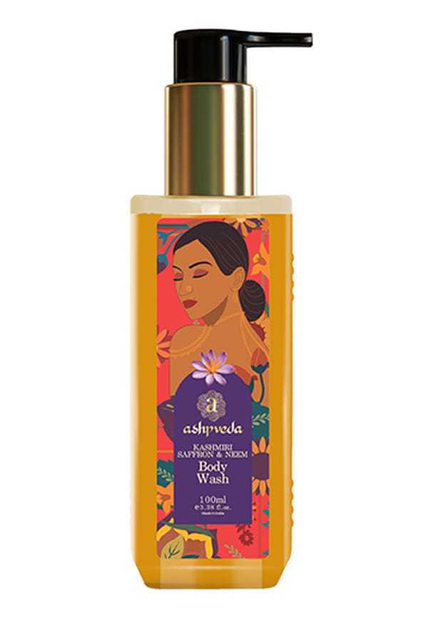Kashmiri Saffron & Neem Ayurvedic Body Wash | Brightening & Even Skin Tone, Deep Cleansing & Soothing | Herbal & Natural Shower Gel (200 ml)